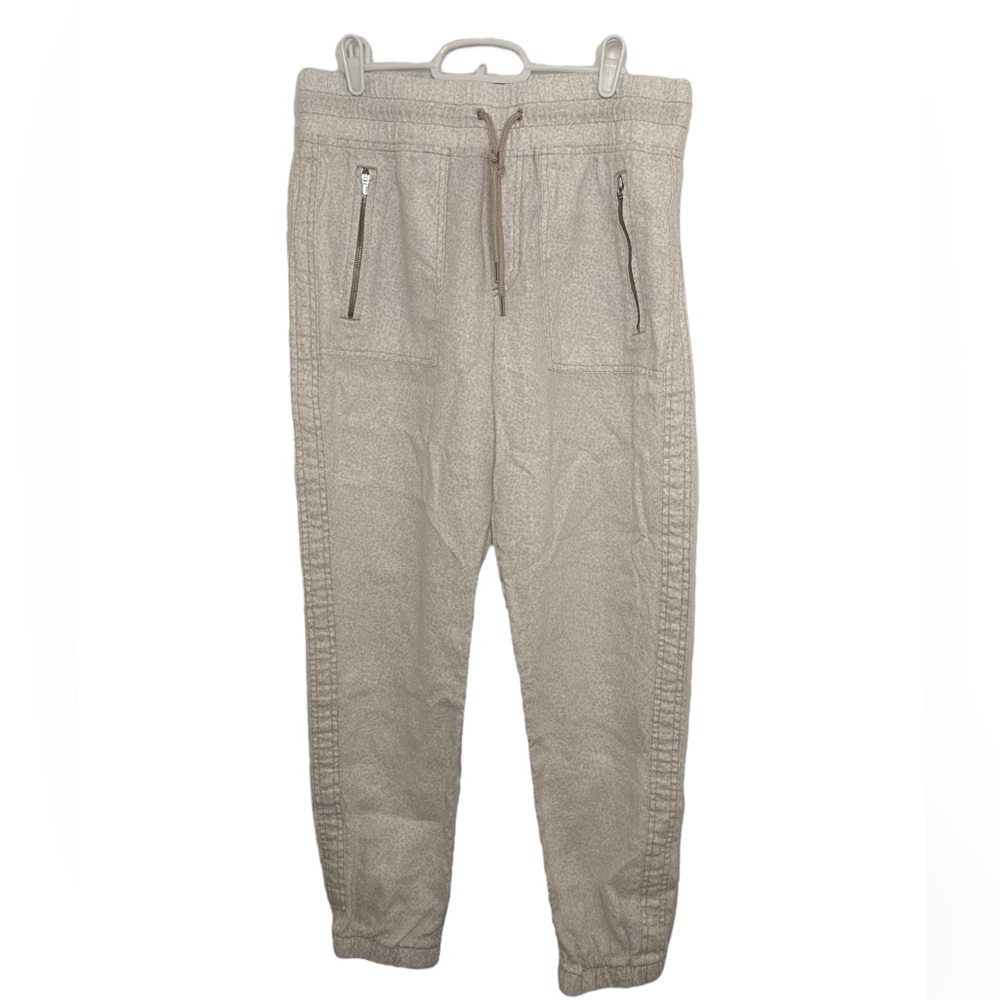 Athleta Cabo Tide Linen Jogger Pants Neutral Cheetah Leopard Size 8 Woman’s